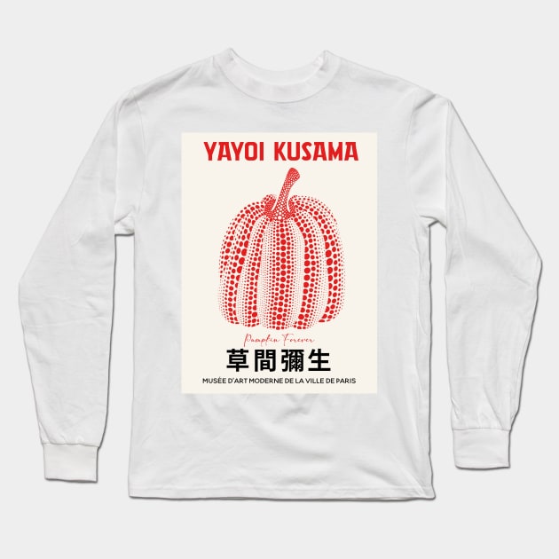 Yayoi Kusama Reworked Red Pumpkin Design Long Sleeve T-Shirt by VanillaArt